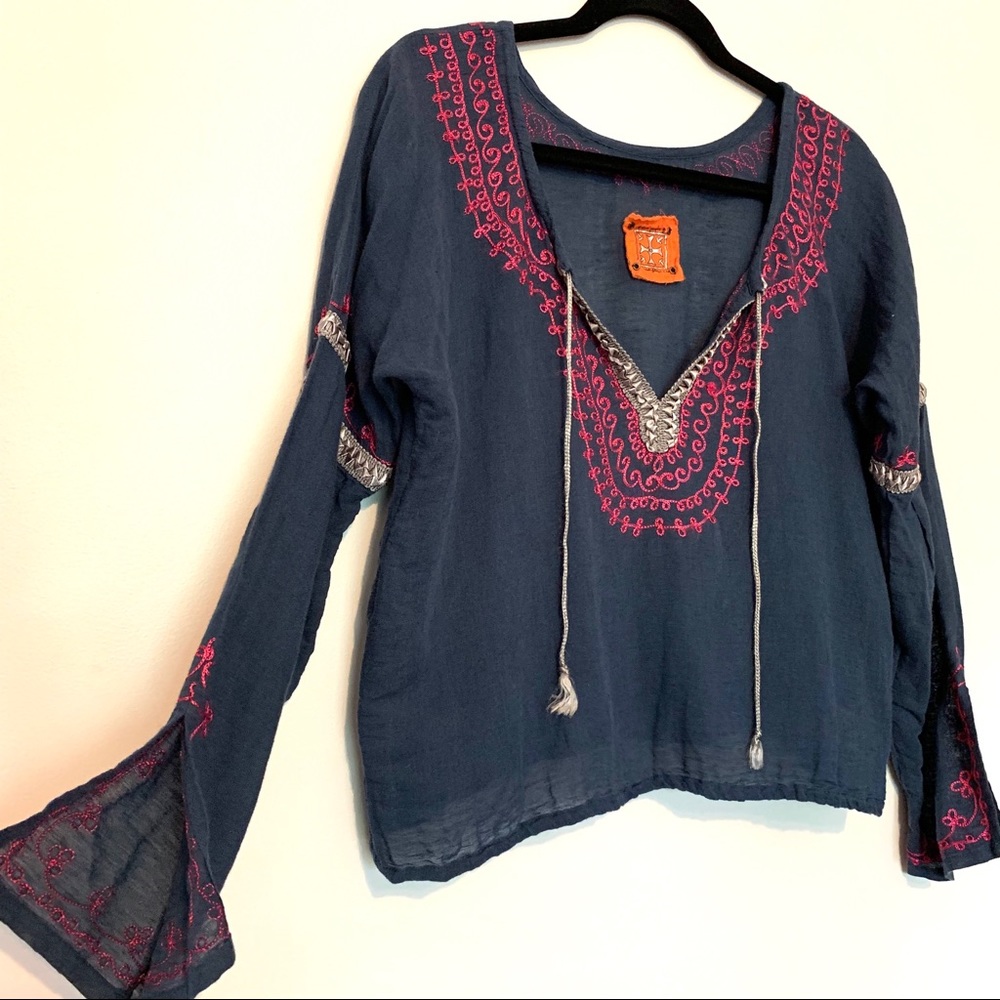 Free People Boho Tunic Sheer Blouse - Picture 5 of 8